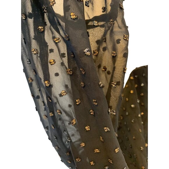 🍒 2/$20 🍒 Black Business Casual Women’s Blouse with Gold & Silver Dots sz M - Picture 5 of 10